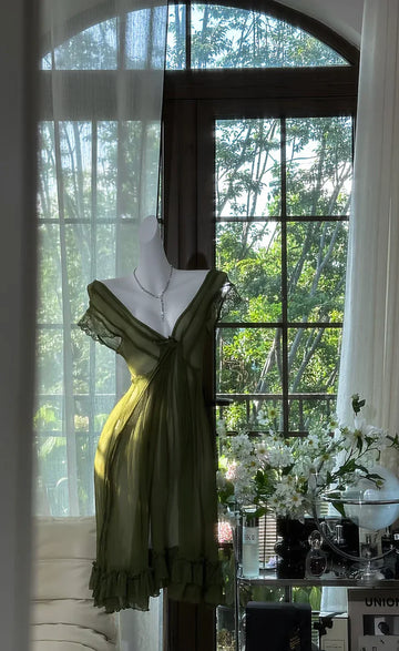 Sexy Dark Green Flowy A Line V Neck Chiffon Short Homecoming Dress Cocktail Dress HZ1023